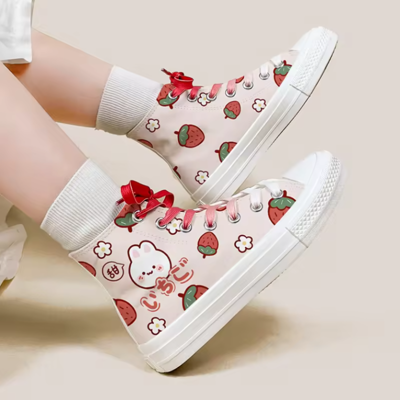 Strawberry Rabbit Canvas Sneakers