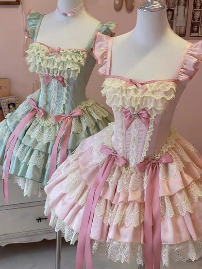 Sweet Strawberry Mint Rococo Dress