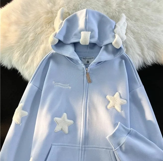 Star Shape Embroidered Hooded Jacket