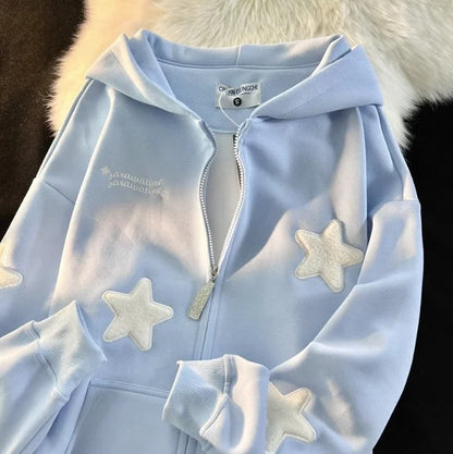 Star Shape Embroidered Hooded Jacket