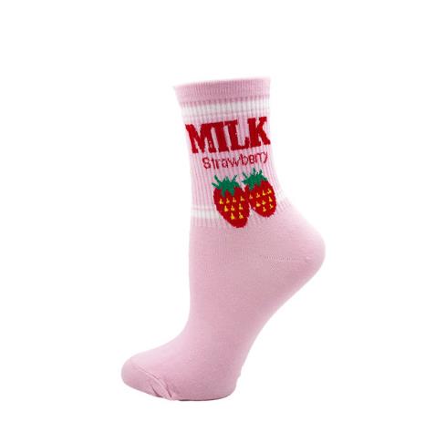 Kawaii Sweet Milk Strawberry Socks